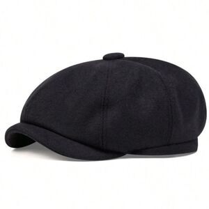 Classic Black Wool Newsboy Cap